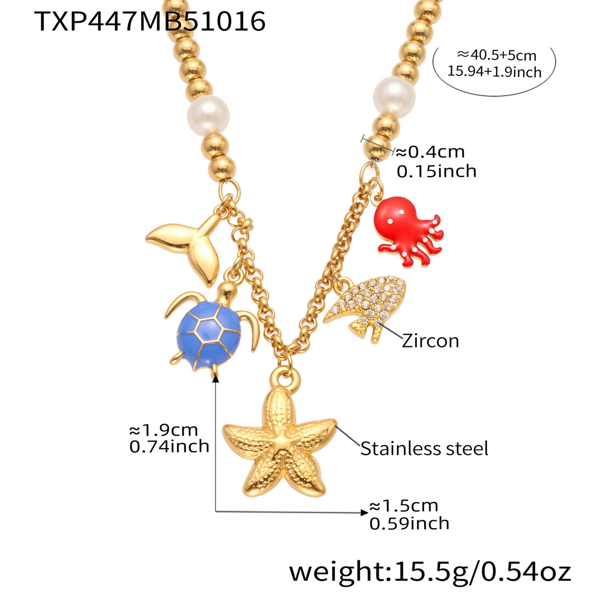 D관 - 스테인리스 스틸 해양생물 큐빅 펜던트 목걸이 팔찌 [TXP447] 25.10-4