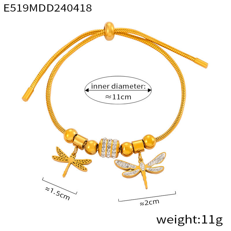 D관 - 빈티지 레트로 큐빅 장식 기하학 패턴 티타늄 스틸 도금 팔찌 [E514-21] 24.04-4