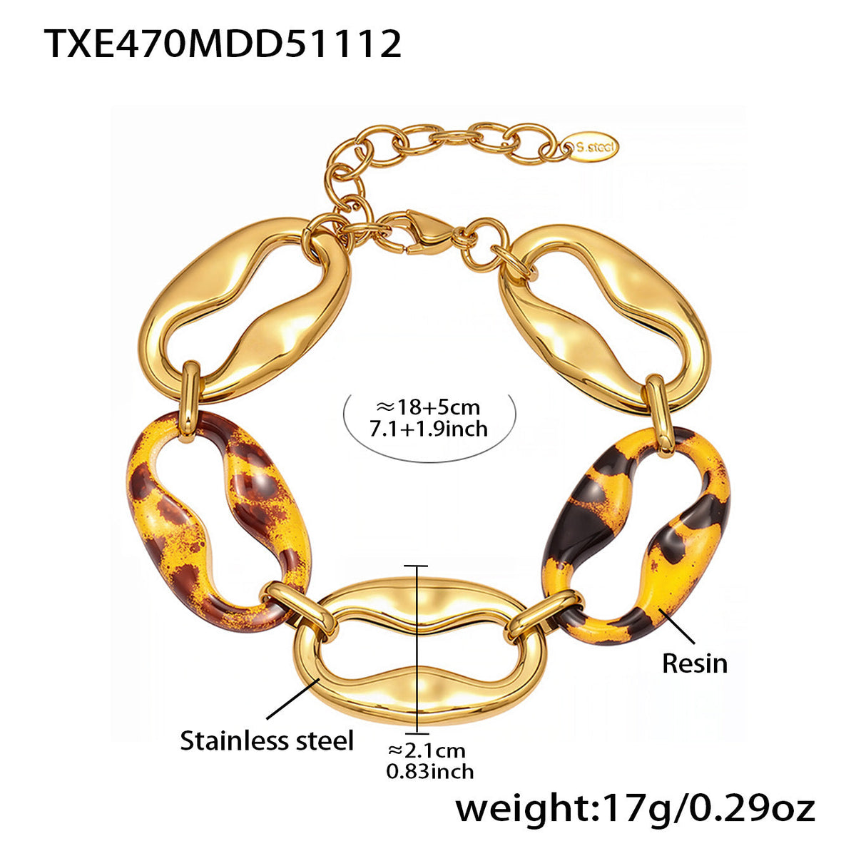 D관 - 레진 타원 체인 디자인 스테인리스 목걸이 팔찌 귀걸이 [TXP470] 25.11-3