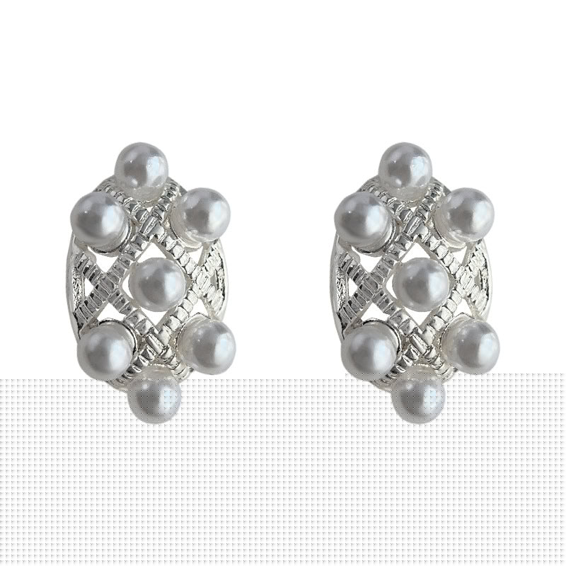 C관 - 복고풍 레진 진주 큐빅 귀걸이 [3998] 24.05-1