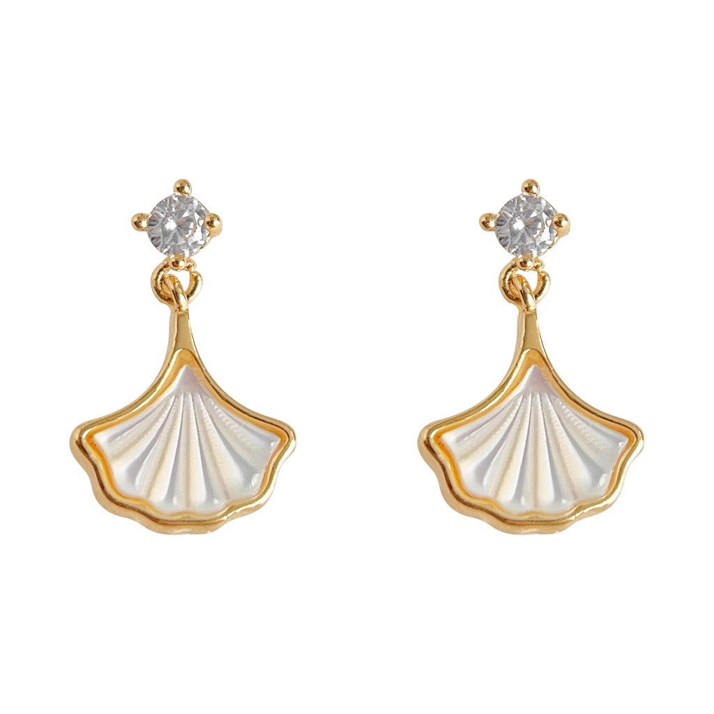 C관 - 은침 은행잎 디자인 미니 14K 도금 귀걸이 [3574] 24.04-2