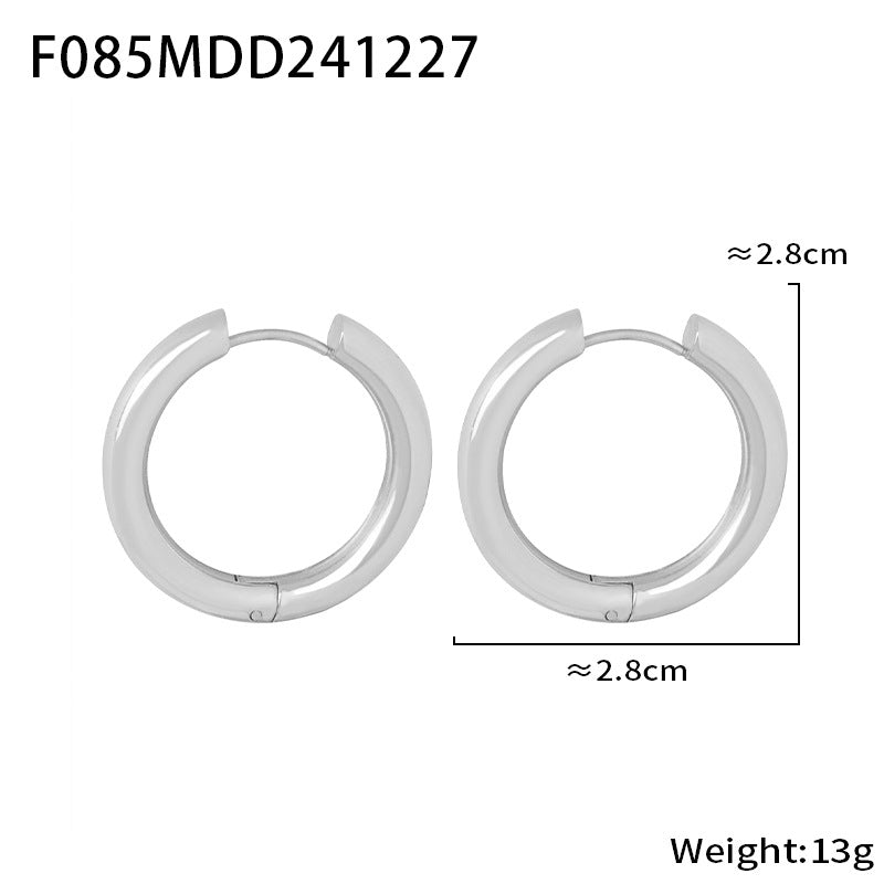 D관 - 심플 링 스테인리스 스틸 18K 도금 귀걸이 [F451] 25.01-1