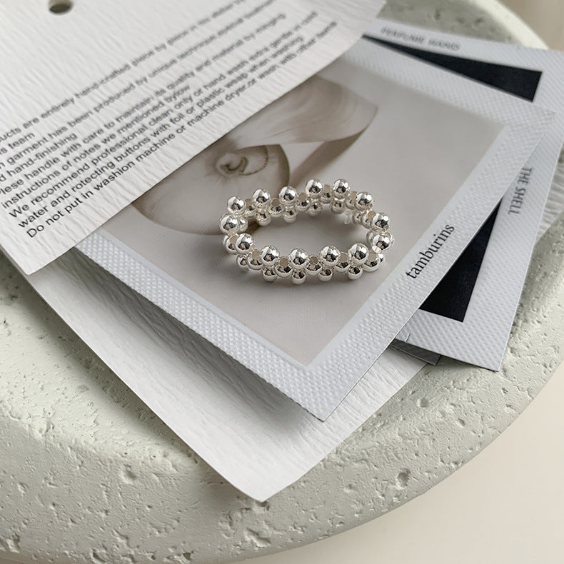 A관 - 925 실버 유광 핸드메이드 비즈 묶음 반지 팔찌 [JA2] 25.09-4