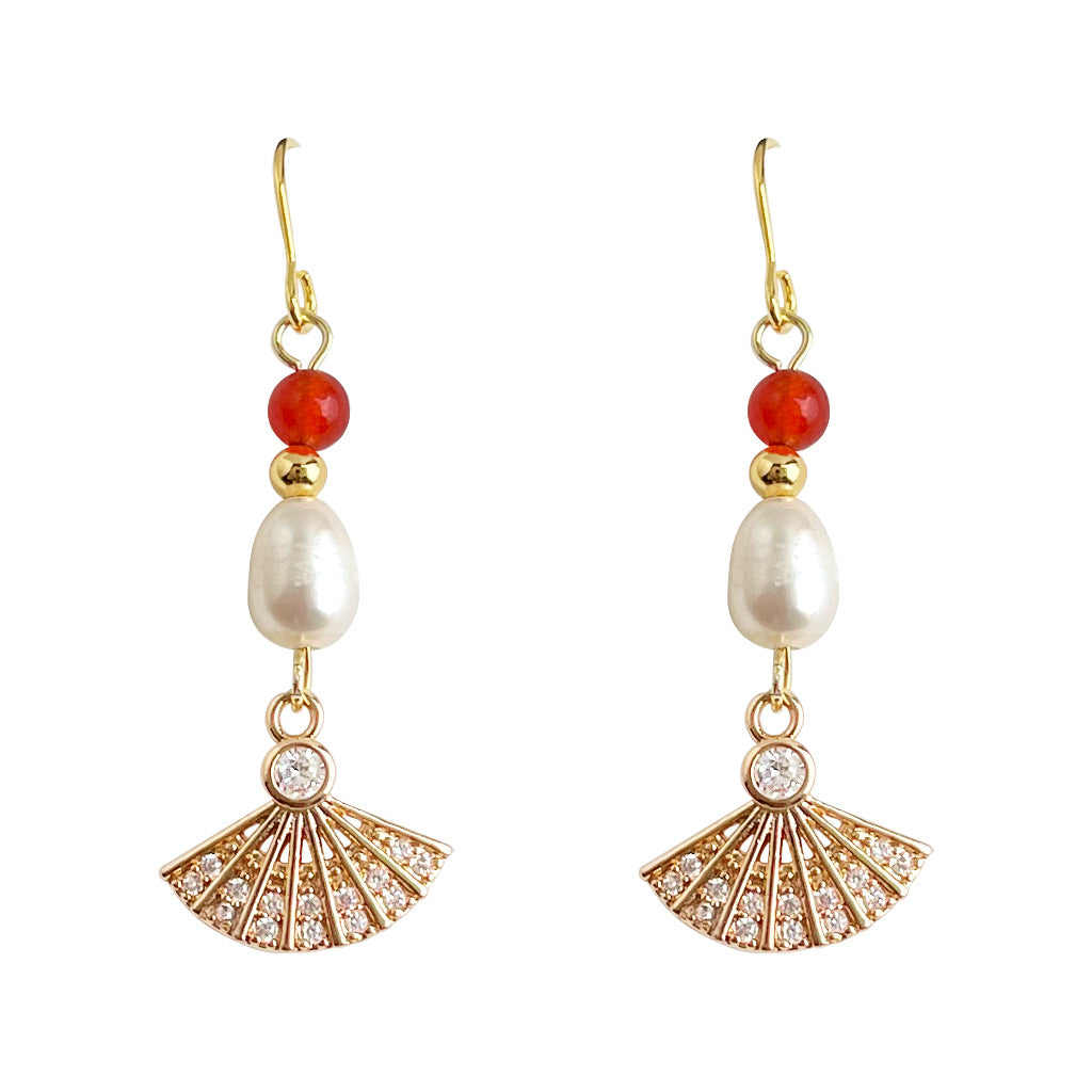 C관 - 핸드메이드 담수진주 미니 큐빅 드롭 후크형 귀걸이 [7025] 25.11-1