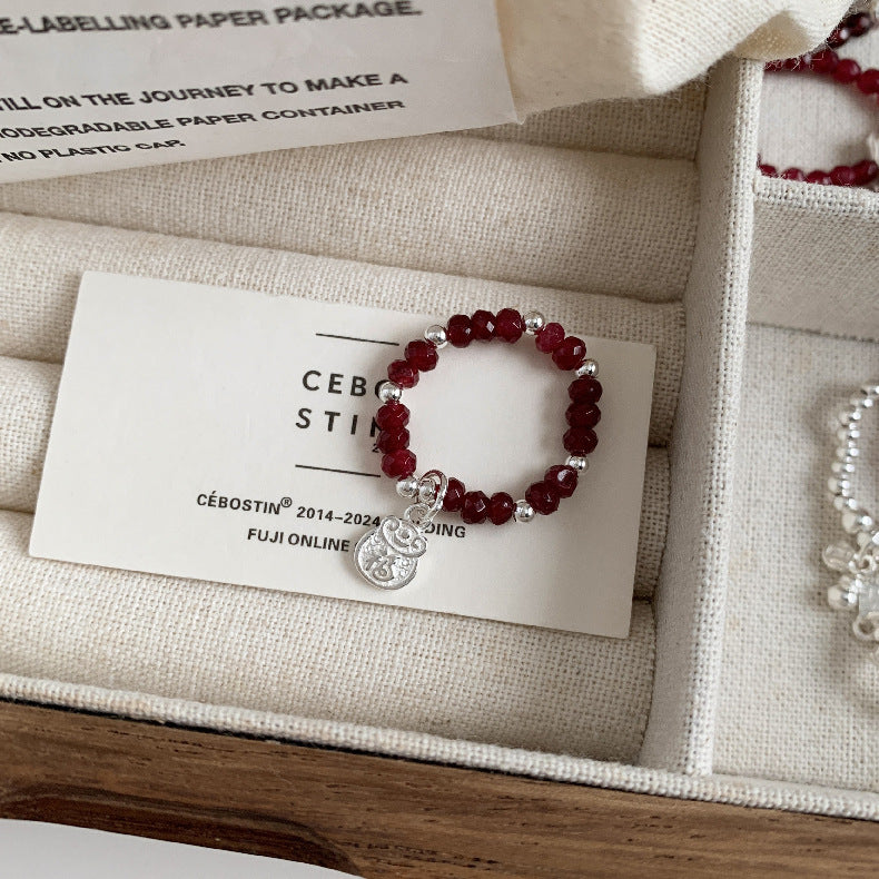 A관 - 플라워 잎사귀 복주머니 말 사과 미니 펜던트 925실버 반지 [RB] 25.11-4