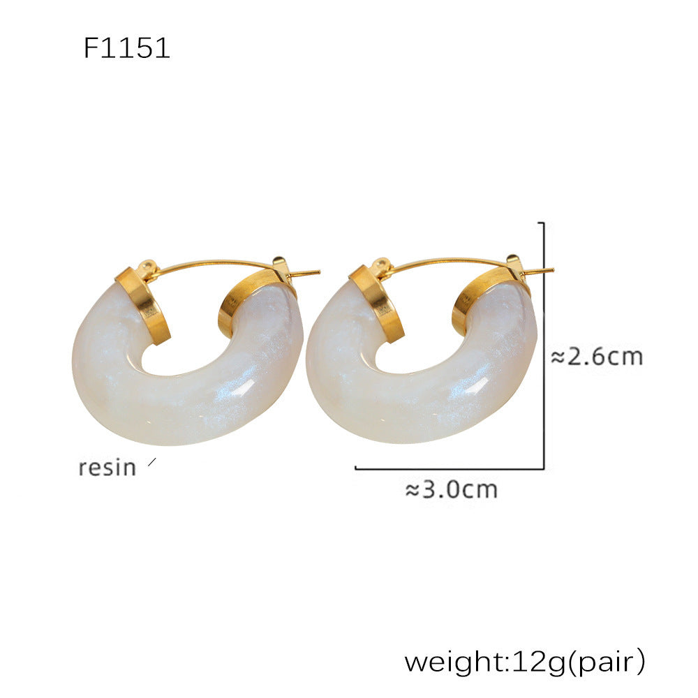 D관 - 스테인리스 스틸 캔디 컬러풀 레진 귀걸이 [F854] 24.12-4