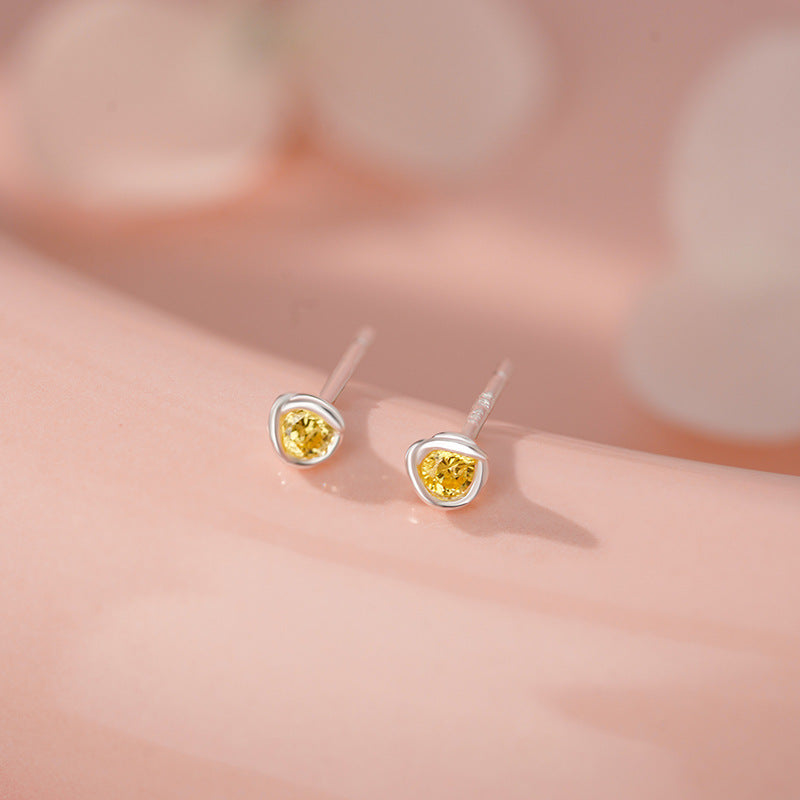 B관 - 999 실버 컬러 큐빅 스터드 귀걸이 [YC10043E] 25.12-1