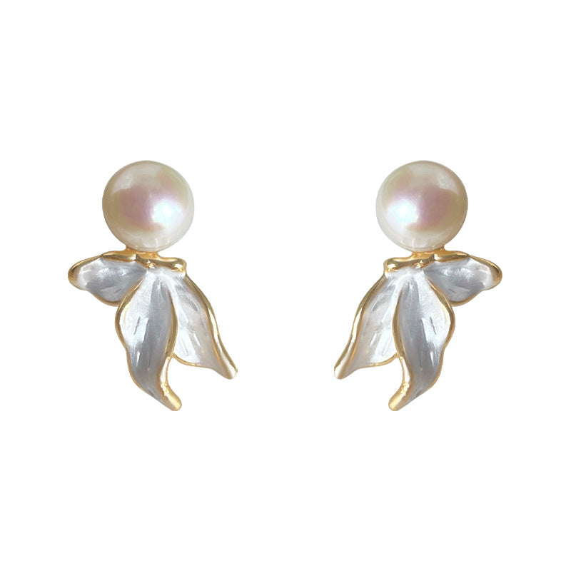 C관 - 담수진주 나비 18K 도금 925 실버 귀걸이 [5754] 25.03-4
