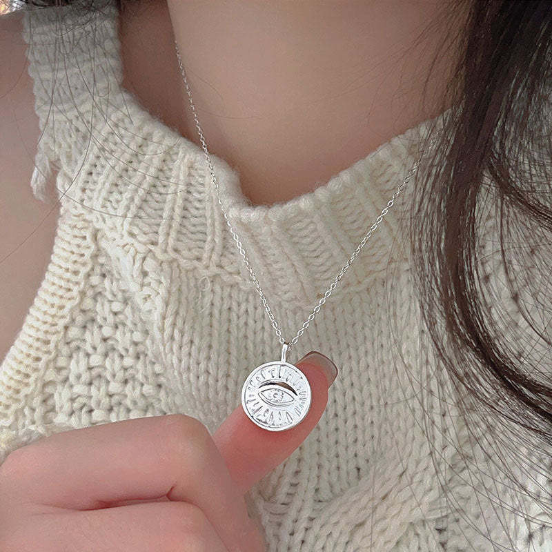 F관 - 925 실버 원형 눈 펜던트 목걸이 [B514] 25.10-1