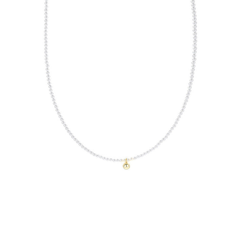 B관 - 925 실버 진주 골드 비즈 목걸이 [YC4062N] 25.10-2