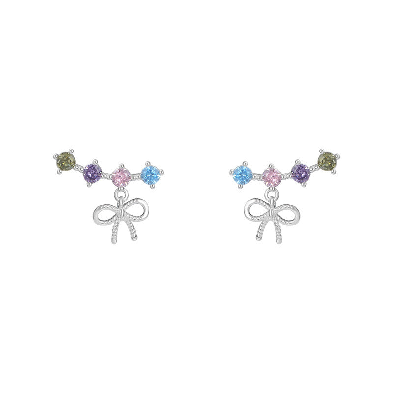 B관 - 925 실버 리본 컬러 큐빅 귀걸이 [YC2033E_2] 25.10-2