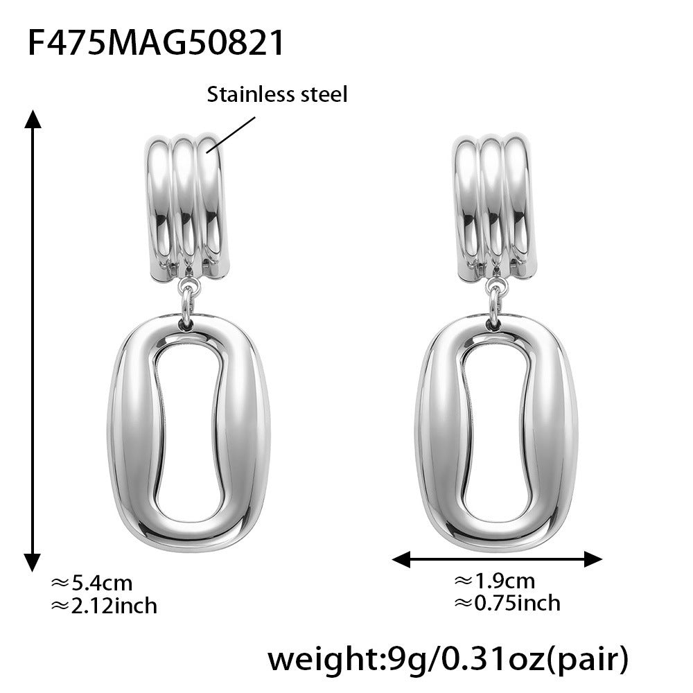 D관 - 스테인리스 스틸 18K 도금 더블 링 드롭 귀걸이 [F475-F476-F483] 25.08-5