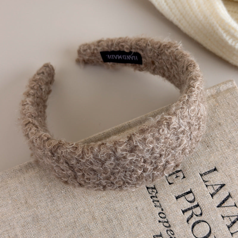 E관 - 양털 퍼 소재 와이드 볼륨 머리띠 [27649] 25.11-1