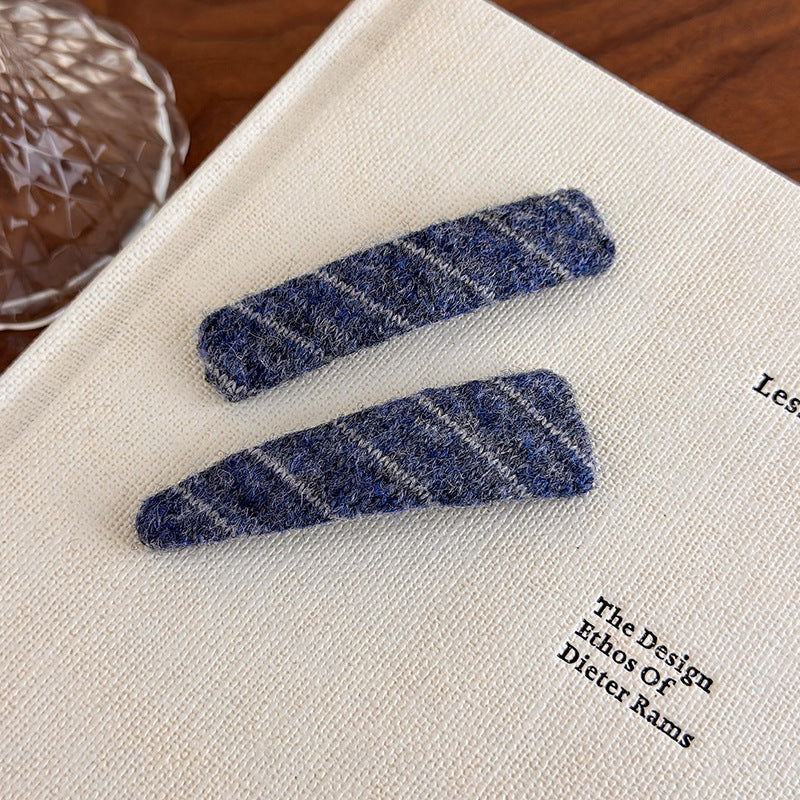 E관 - 털실 사선 스트라이프 빈티지 세트 헤어핀 [27529] 25.10-1