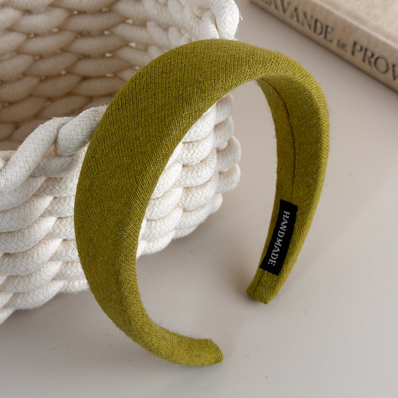 E관 - 컬러 울 패브릭 쿠션 와이드 머리띠 [27562] 25.10-3