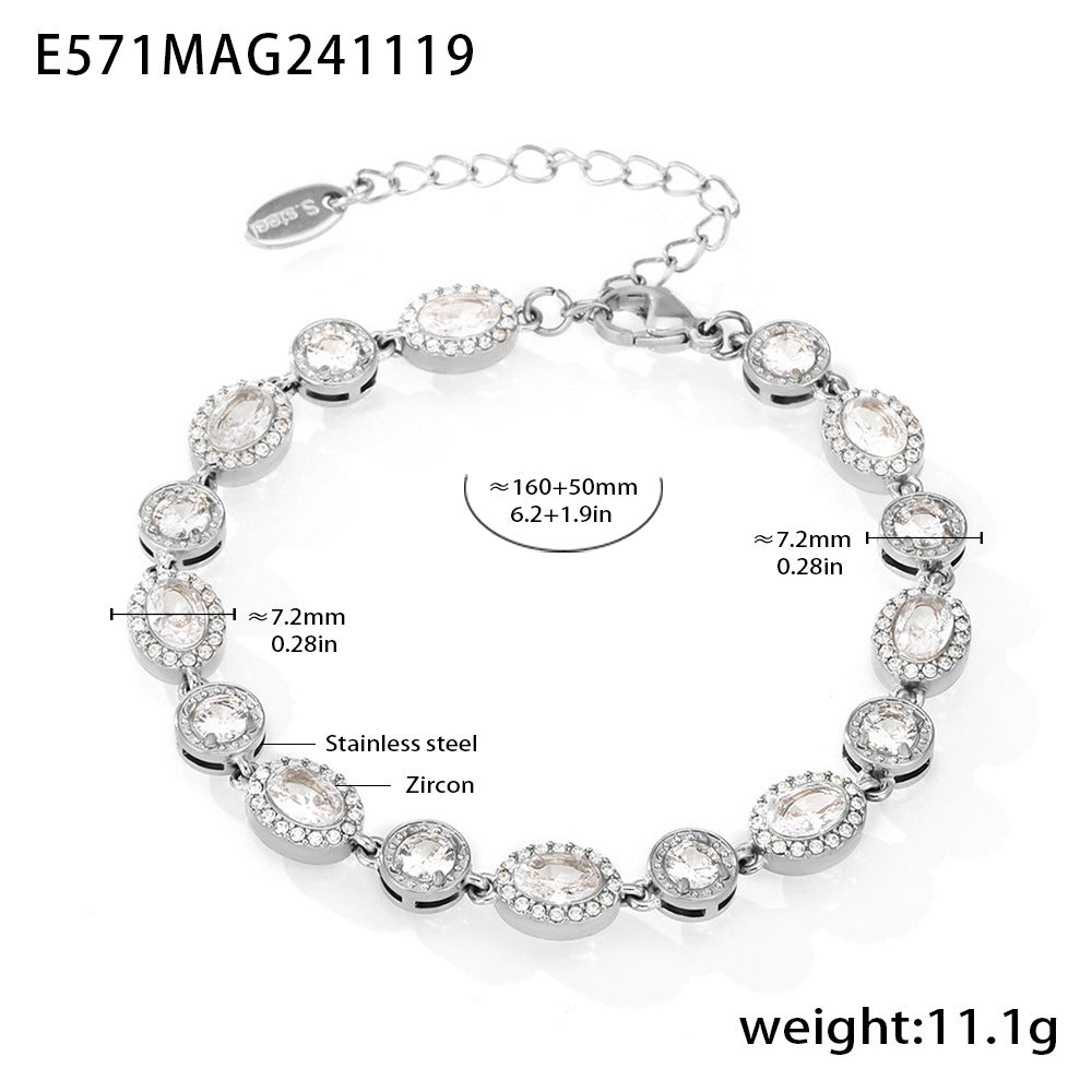 D관 - 스타 큐빅 세팅 핸드메이드 체인 고급 스테인리스 스틸 PVD 18K 도금 팔찌 [E570-571] 24.11-4