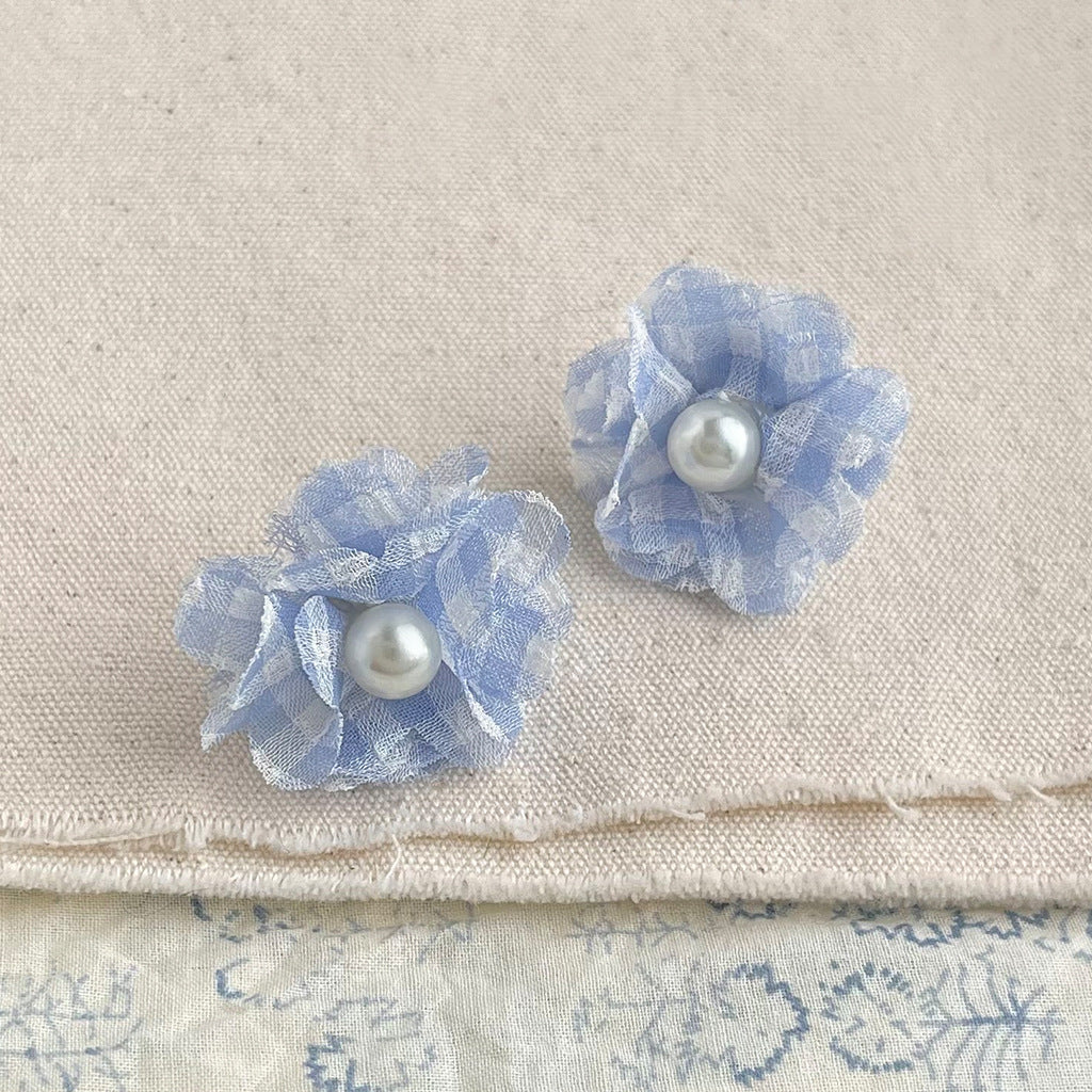 C관 - 패브릭 플라워 레진 진주 귀걸이 [5599-5600] 25.02-3