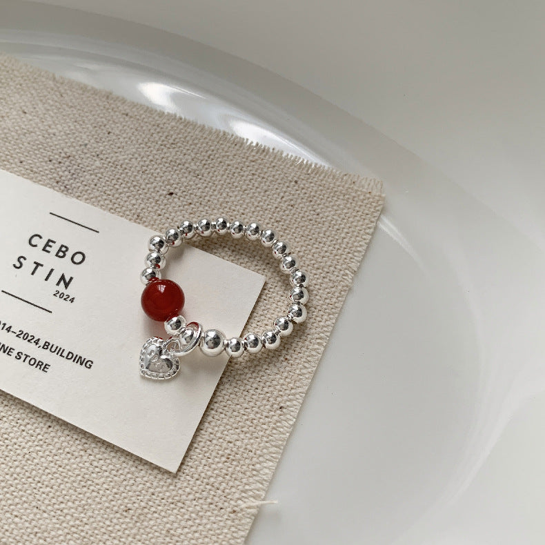 A관 - 미니 펜던트 홍마노 925 실버 비즈 반지 [1520-1527] 25.11-3