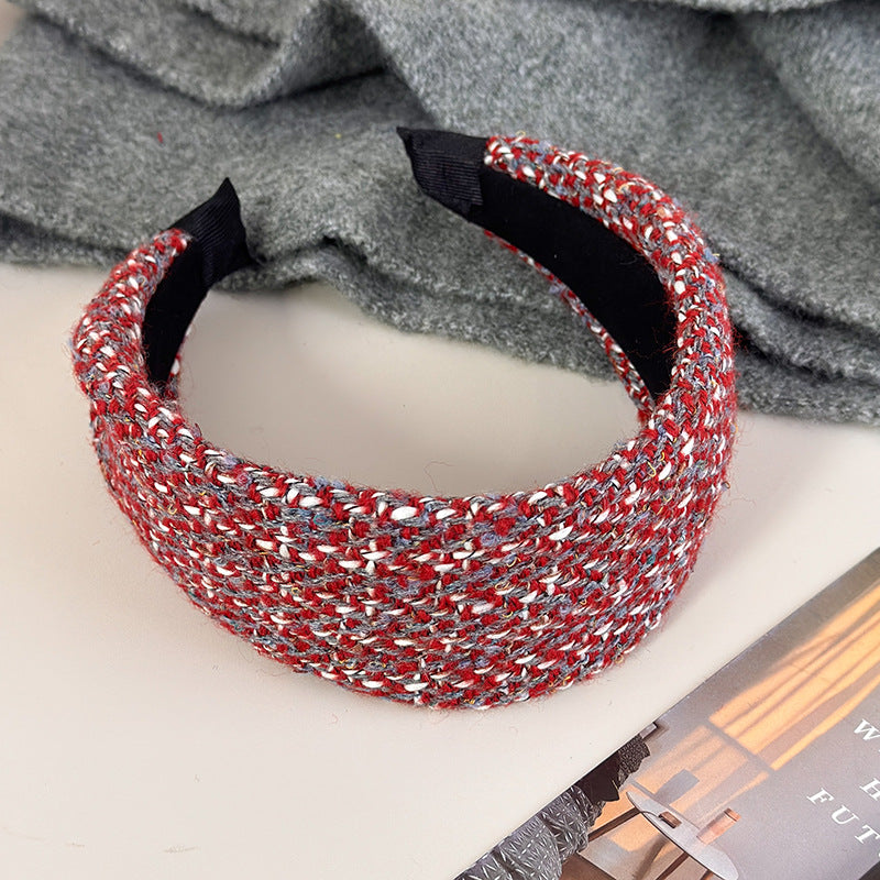 E관 - 모직 털실 패턴 와이드 머리띠 [27733] 25.12-1