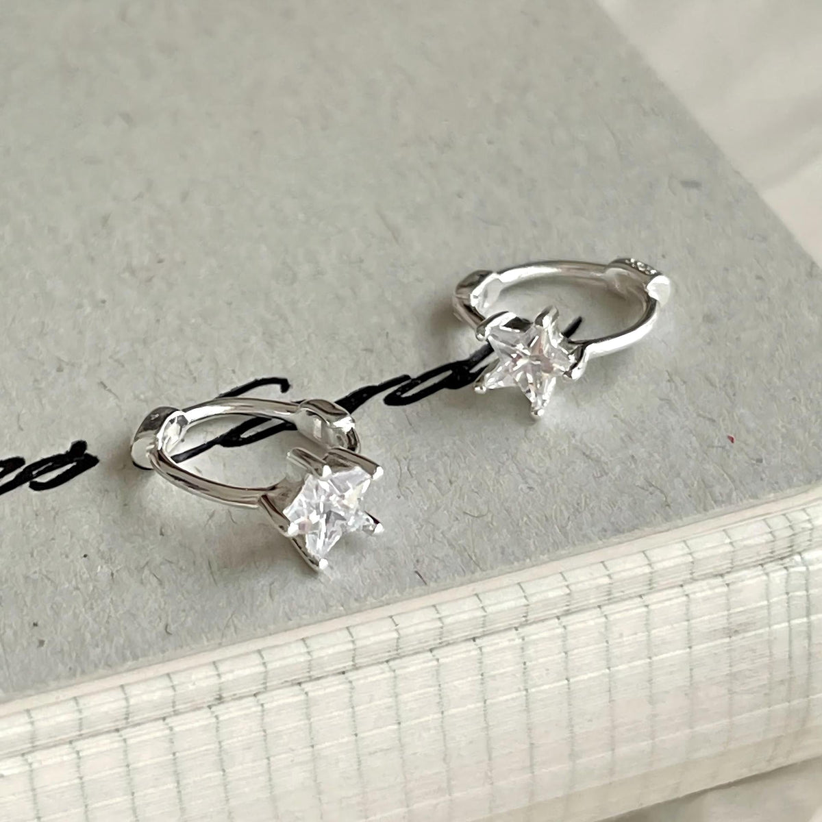 F관 - 925 실버 별 큐빅 링 귀걸이 [C1423] 25.11-4