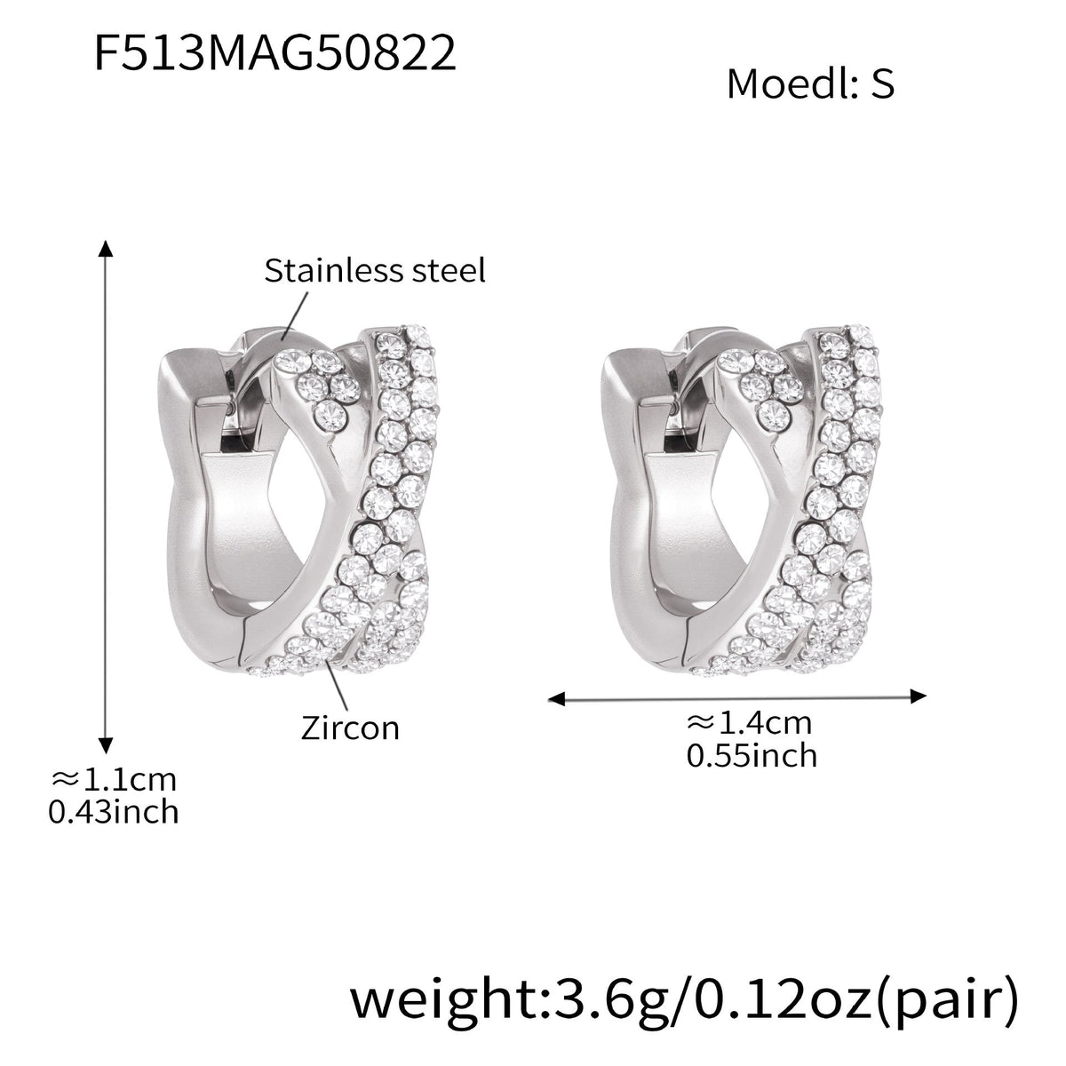 D관 - 스테인리스 스틸 18K 도금 큐빅 귀걸이 [F512-F513] 25.08-5
