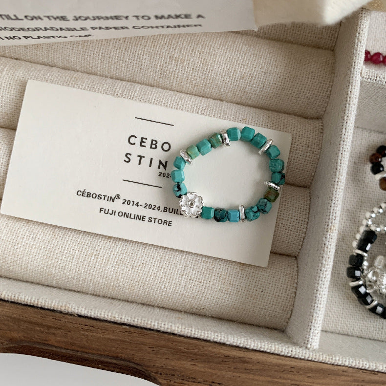 A관 - 플라워 잎사귀 복주머니 말 사과 미니 펜던트 925실버 반지 [RB] 25.11-4