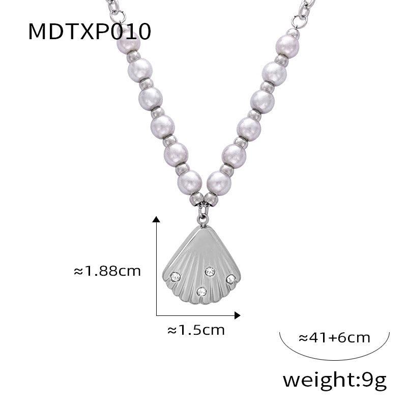 D관 - 레트로 자개 큐빅 펜던트 담수 진주 트렌디 귀걸이 목걸이 [F010-P004-P010] 24.03-4