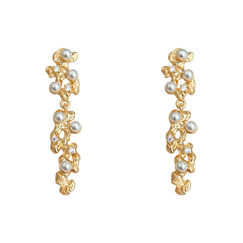 C관 - 롱 디자인 큐빅 925 은침 14K 도금 귀걸이 [6849] 25.09-4