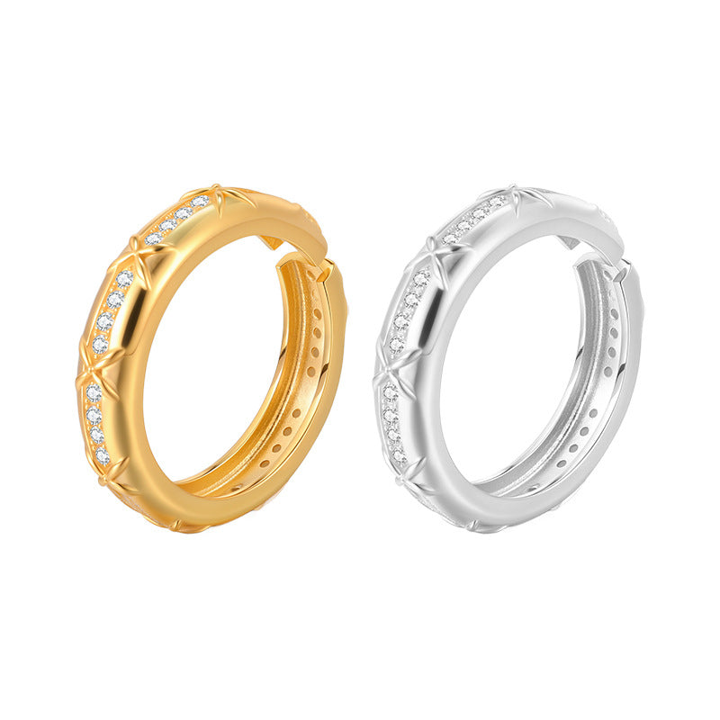 A관 - 큐빅 미니 크로스 디자인 오픈형 반지 [JZ-0727] 25.11-1