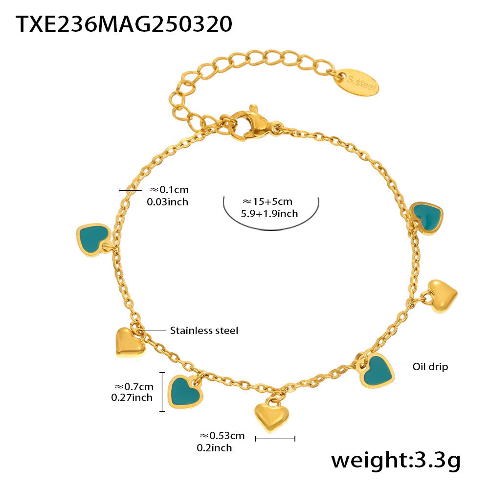 D관 - 컬러 에나멜 하트 펜던트 스테인리스 스틸 목걸이 팔찌 [TXE236-TXP236] 25.03-4