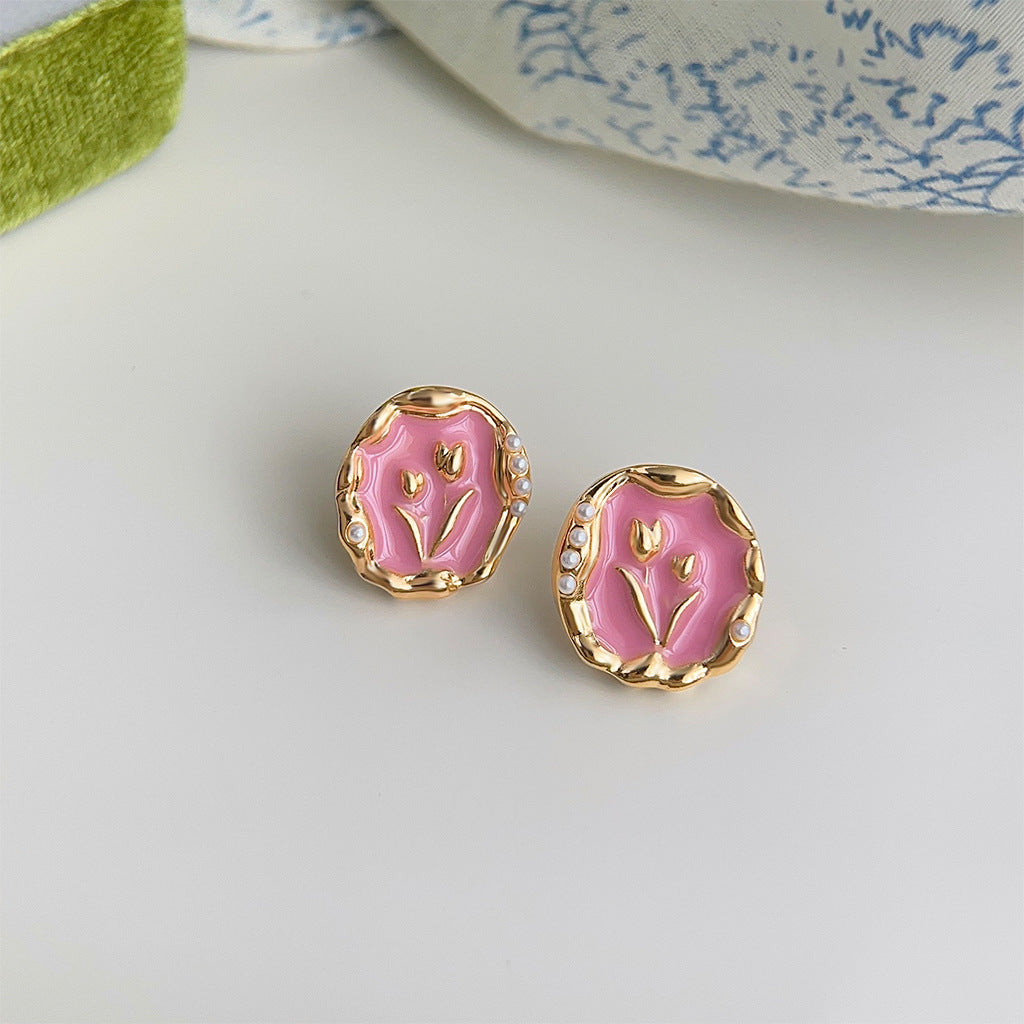 C관 - 여름 새 디자인 튤립 14K 도금 은침 귀걸이 [4114-4116] 24.05-3