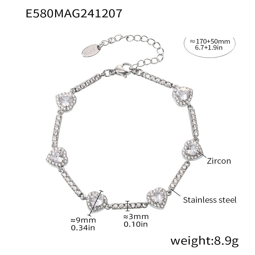 D관 - 18K 골드 도금 스테인리스 스틸 핸드메이드 큐빅 팔찌 [E575-E582] 24.12-2