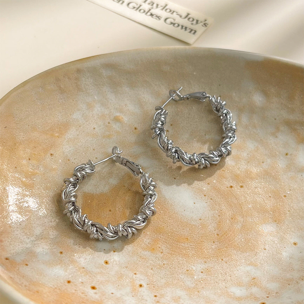 C관 - 14K 도금 링 디자인 은침 귀걸이 [5719-5720] 25.03-3