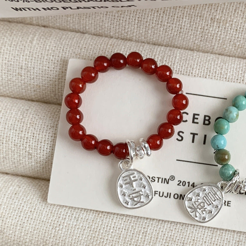 A관 - 플라워 잎사귀 복주머니 말 사과 미니 펜던트 925실버 반지 [RB] 25.11-4