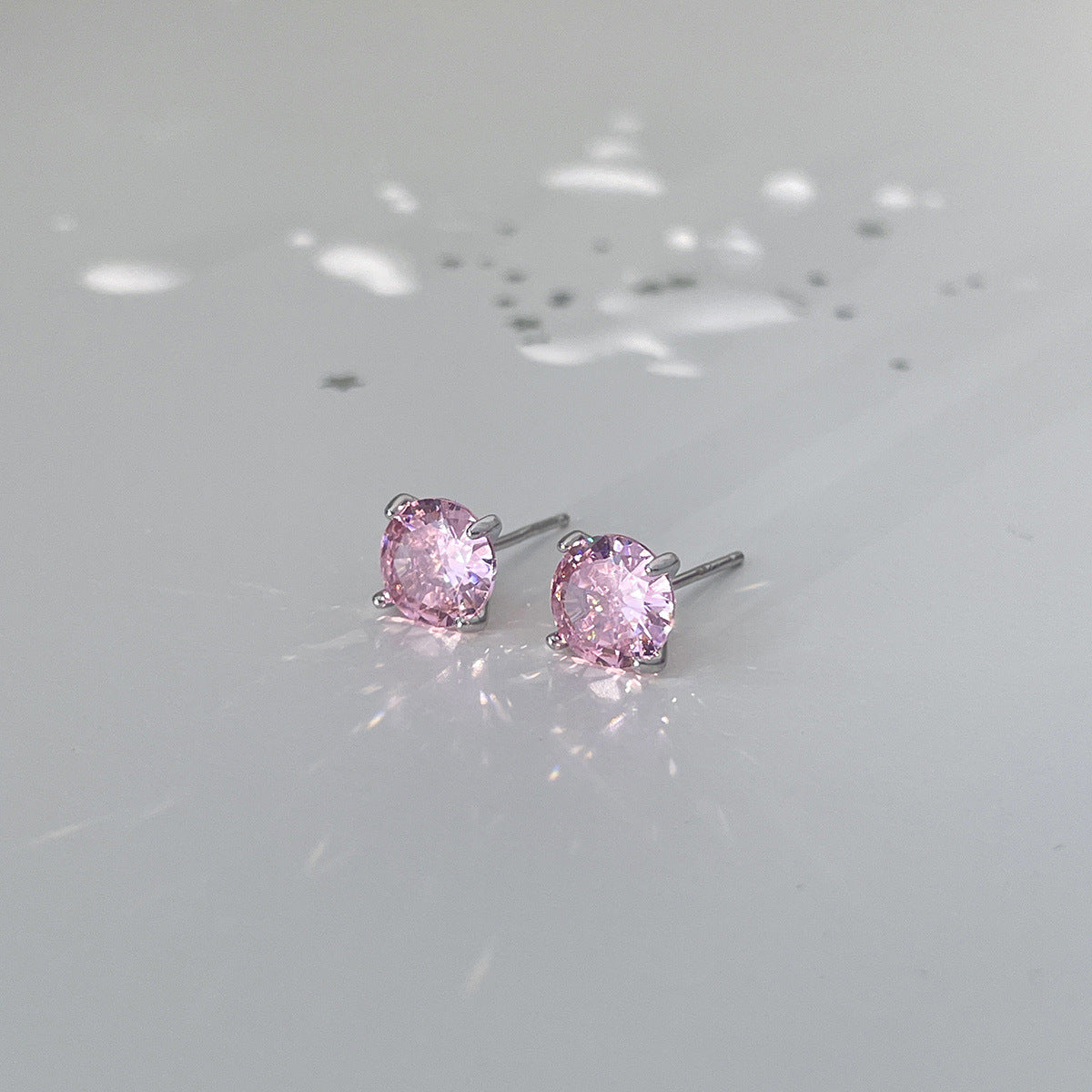 A관 - 999 실버 핑크 큐빅 스터드 귀걸이 [EH-4094] 25.10-2