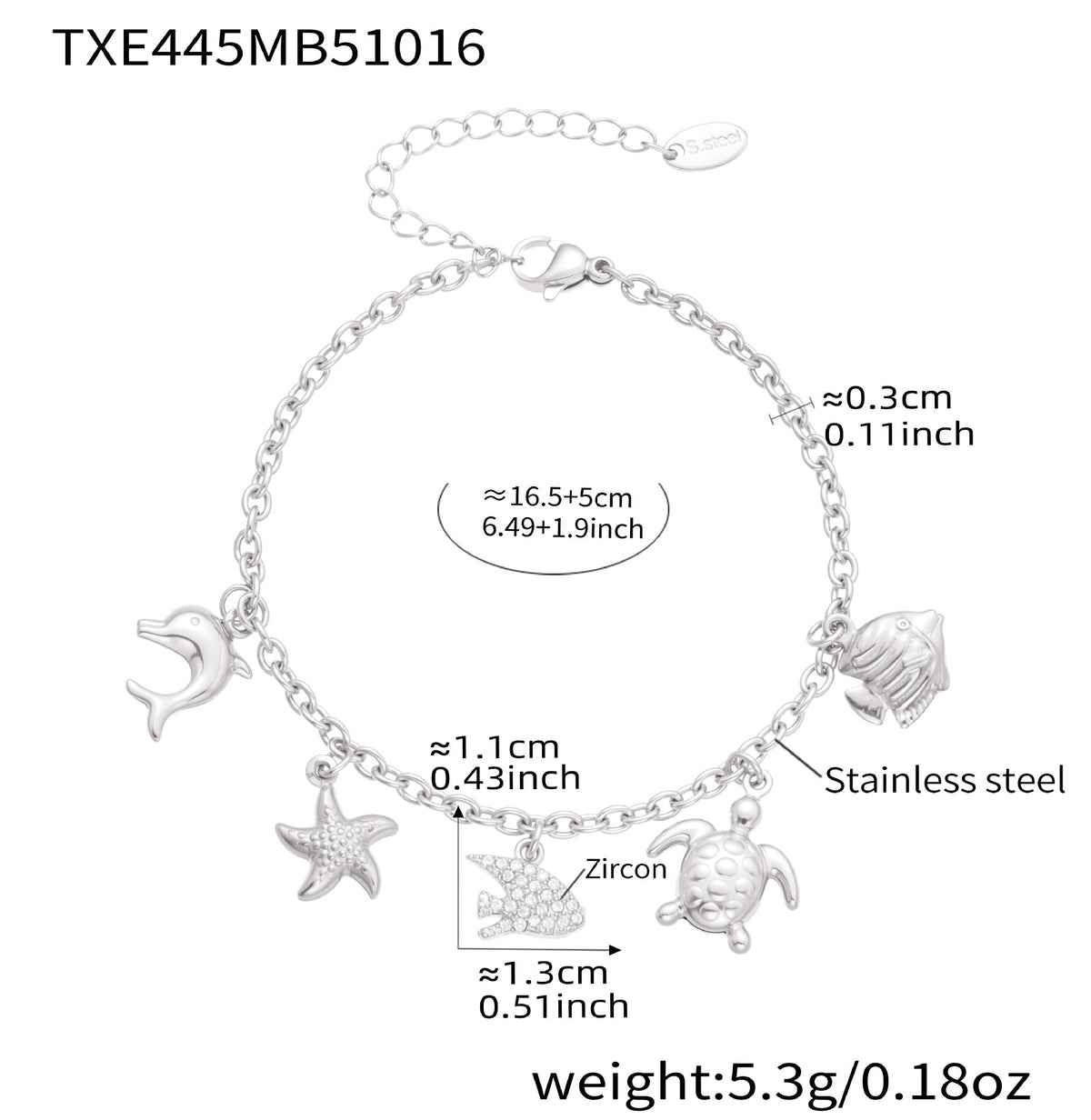 D관 - 18K 도금 스테인리스 스틸 해양생물 큐빅 펜던트 목걸이 팔찌 [TXP445] 25.10-4