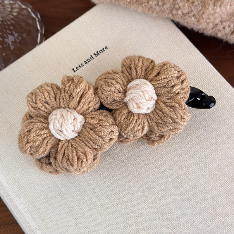 E관 - 레트로 니트 투 플라워 집게핀 [27628] 25.11-1