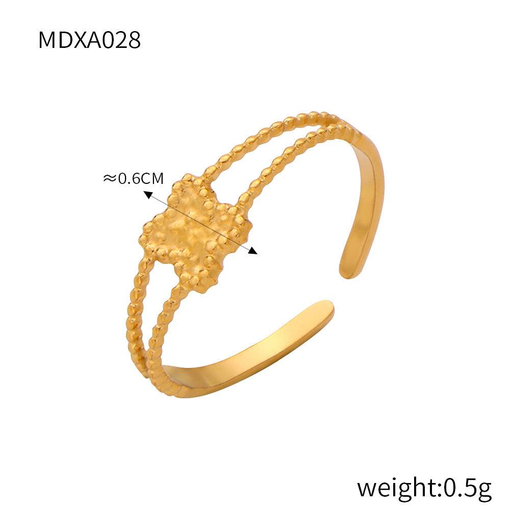 D관 - 유니크 미니멀 기하학적 텍스처 티타늄 스틸 반지 멀티 레이어 반지 [A024-31] 24.03-5