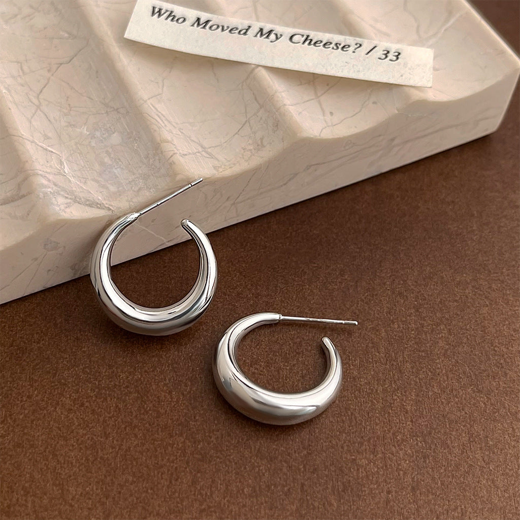 C관 - 14K 도금 925 은침 원형 귀걸이 [5366-5369] 25.02-3