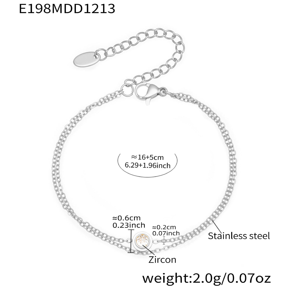 D관 - 스테인리스 스틸 18K 도금 원형 큐빅 더블 레이어드 팔찌 [E198] 25.12-3