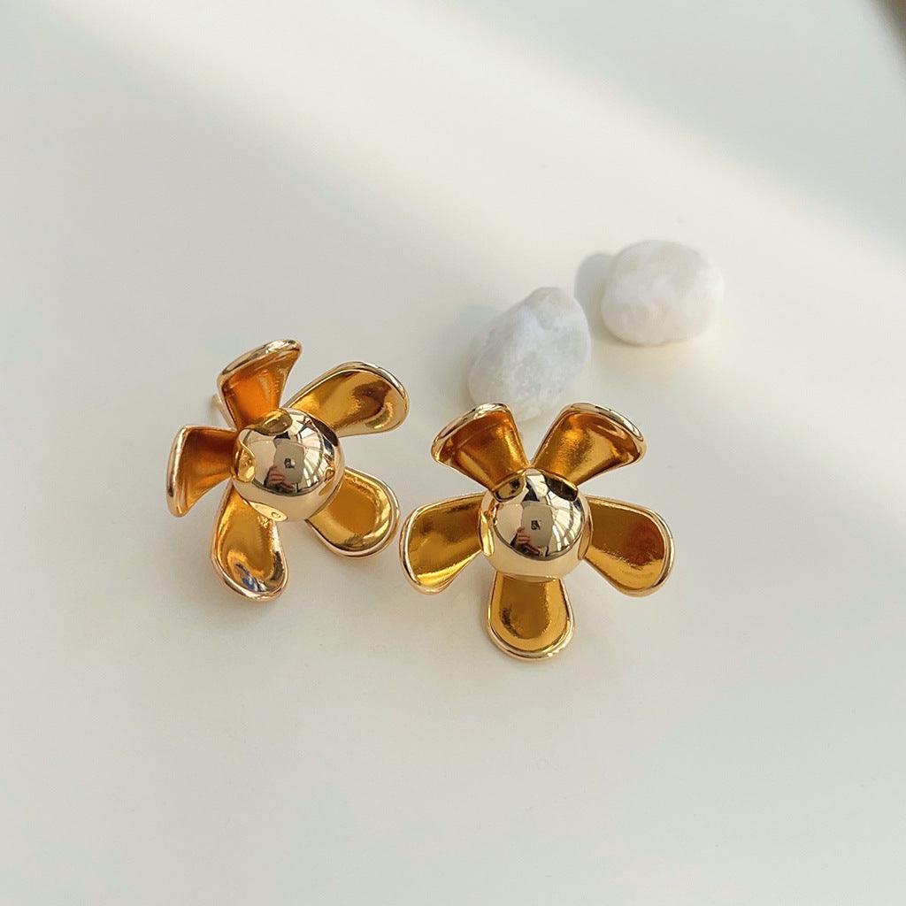 C관 - 18K 도금 두꺼운 고급스러운 고품질 꽃 귀걸이 [3709-3710] 24.03-5