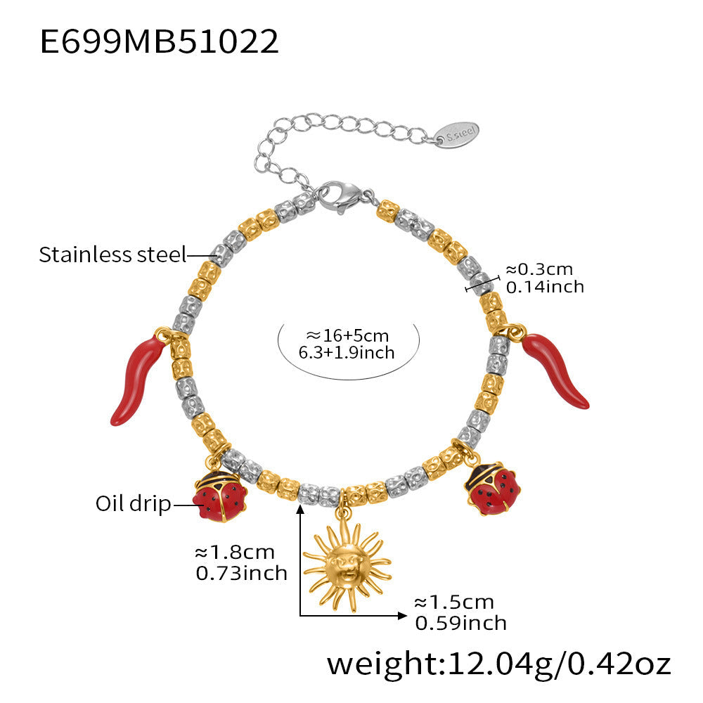 D관 - 스테인리스 18K 도금 멀티 펜던트 스틸 비즈 팔찌 [E699-E700] 25.10-5