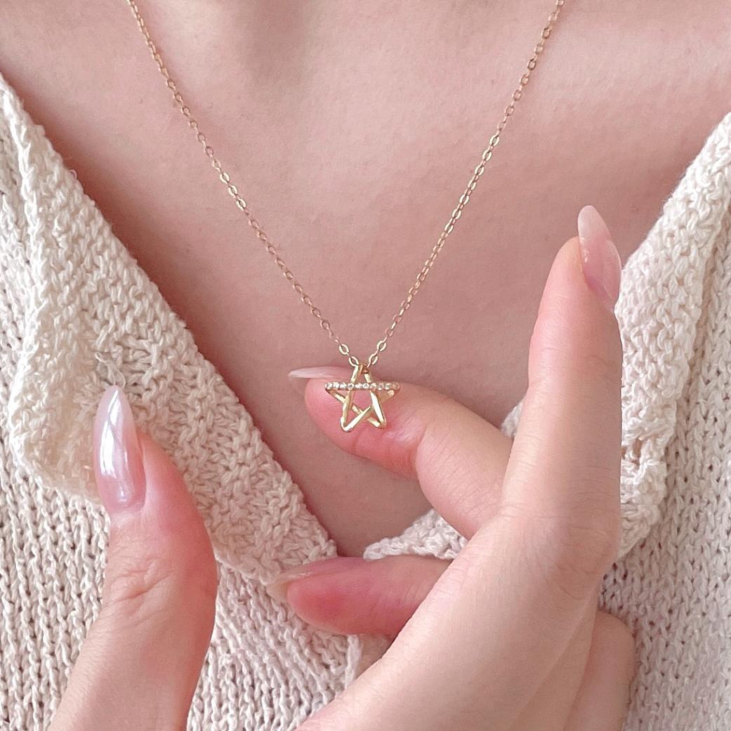 F관 - 925 실버 별 큐빅 펜던트 목걸이 [B1381] 25.11-1