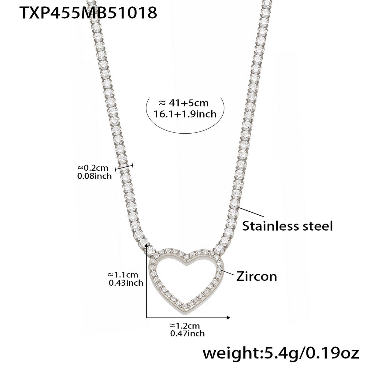 D관 - 스테인리스 스틸 풀큐빅 하트 체인 귀걸이 목걸이 팔찌 [TXP455] 25.10-4