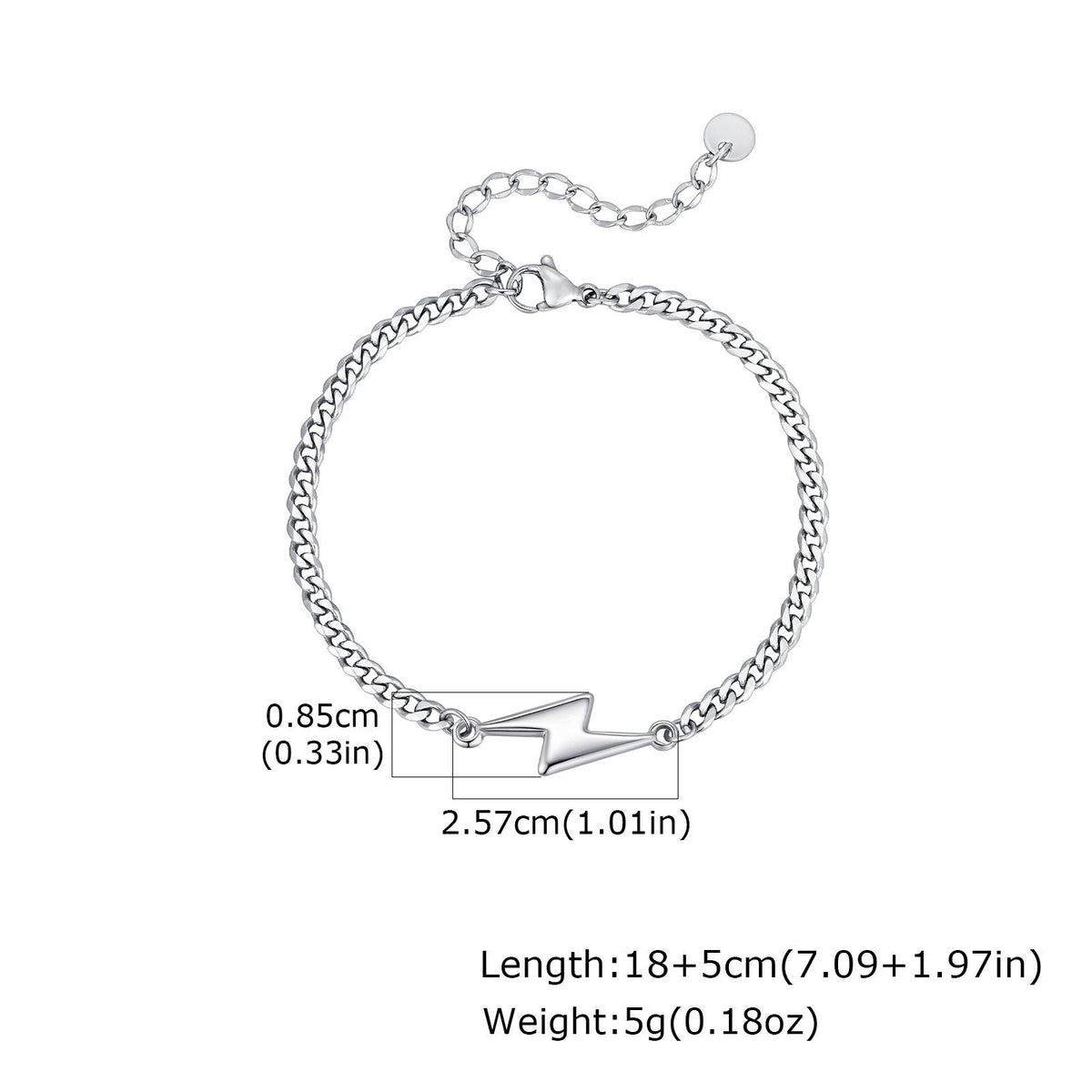 G관 - 스테인리스 스틸 번개 모양 펜던트 체인 팔찌 [BR-2620] 25.11-1