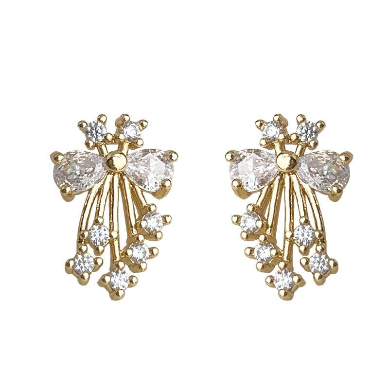 C관 - 큐빅 플라워 나비 18K 도금 귀걸이 [5770] 25.04-2
