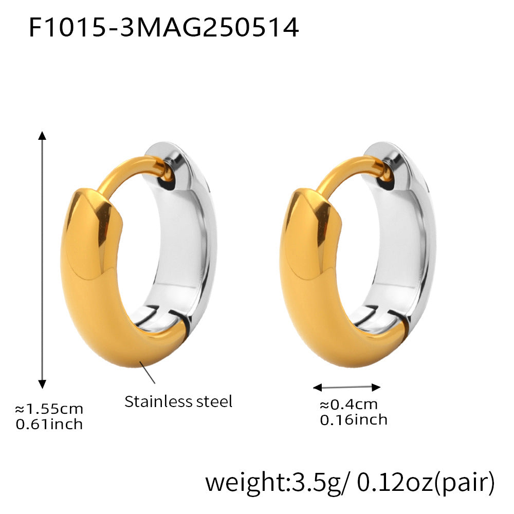 D관 - 투톤 원형 18K 도금 스테인리스 스틸 귀걸이 [F1015-F1098] 25.05-4