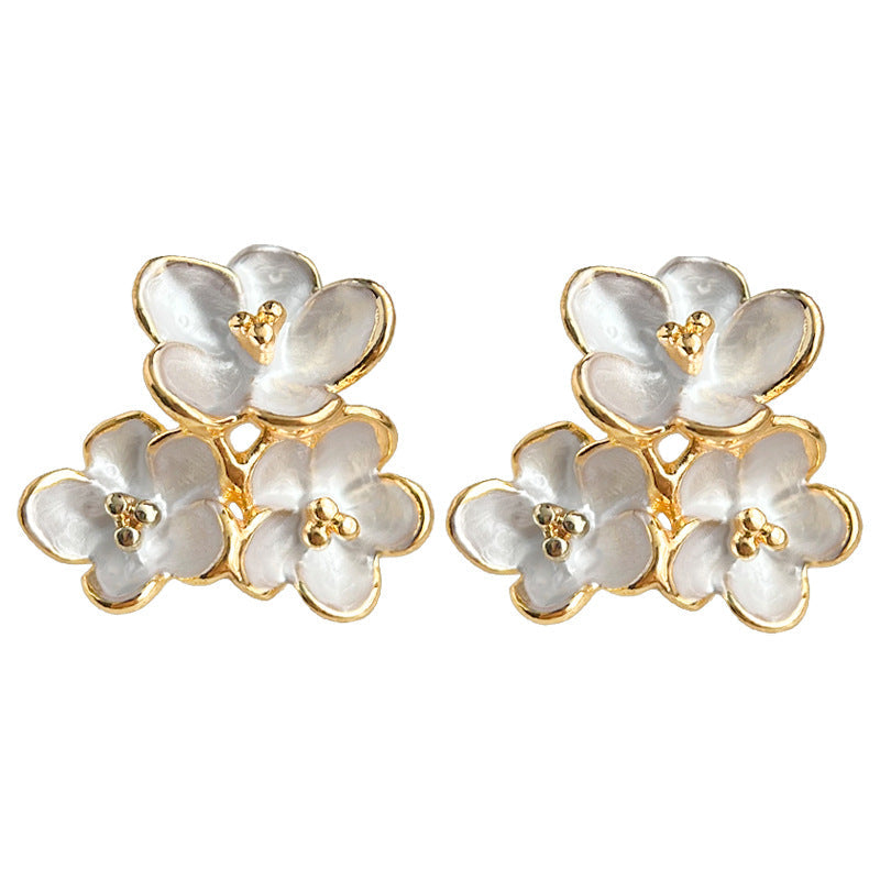 C관 - 14K 도금 오스만 꽃 디테일 우아한 심플 귀걸이 [4338] 24.07-1