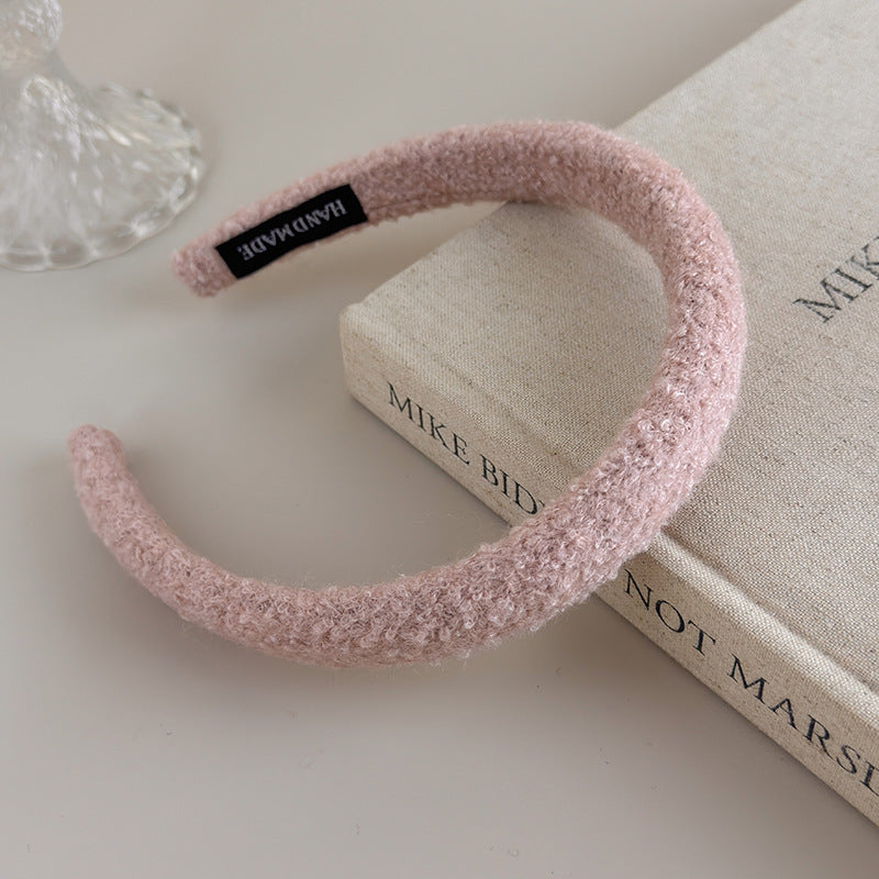 E관 - 양털 니트 단색 볼륨 스펀지 머리띠 [24431] 25.10-3