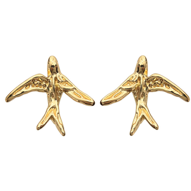 C관 - 비행기 제비 테마 디자이너 독창적 14K 도금 귀걸이 [4470] 24.07-3